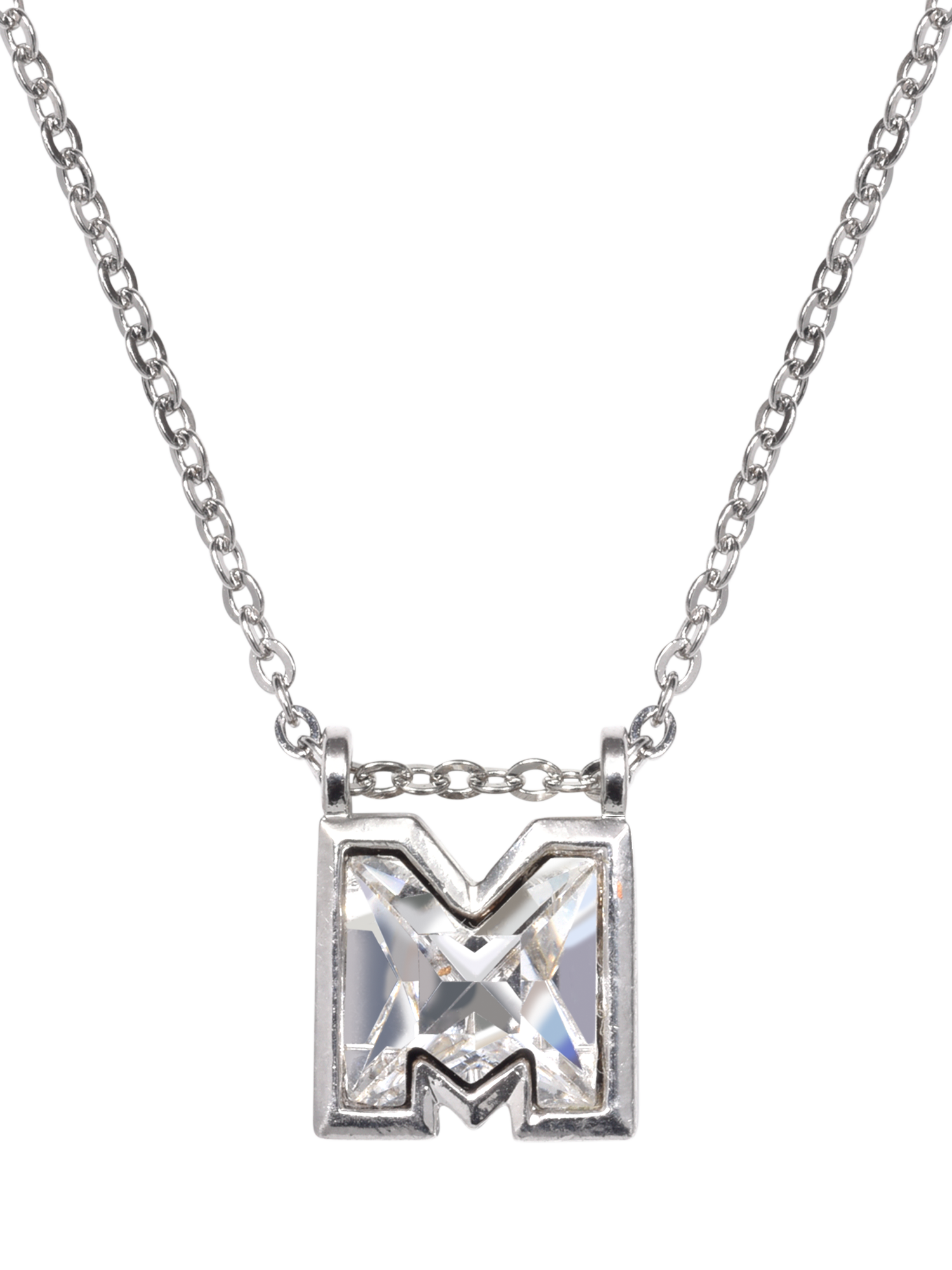 Product image 1 of 1, which shows Eclectica Pre-Loved Refound Swarovski Crystal Initial Pendant Necklace, Dated Circa 1980s, Silver/M