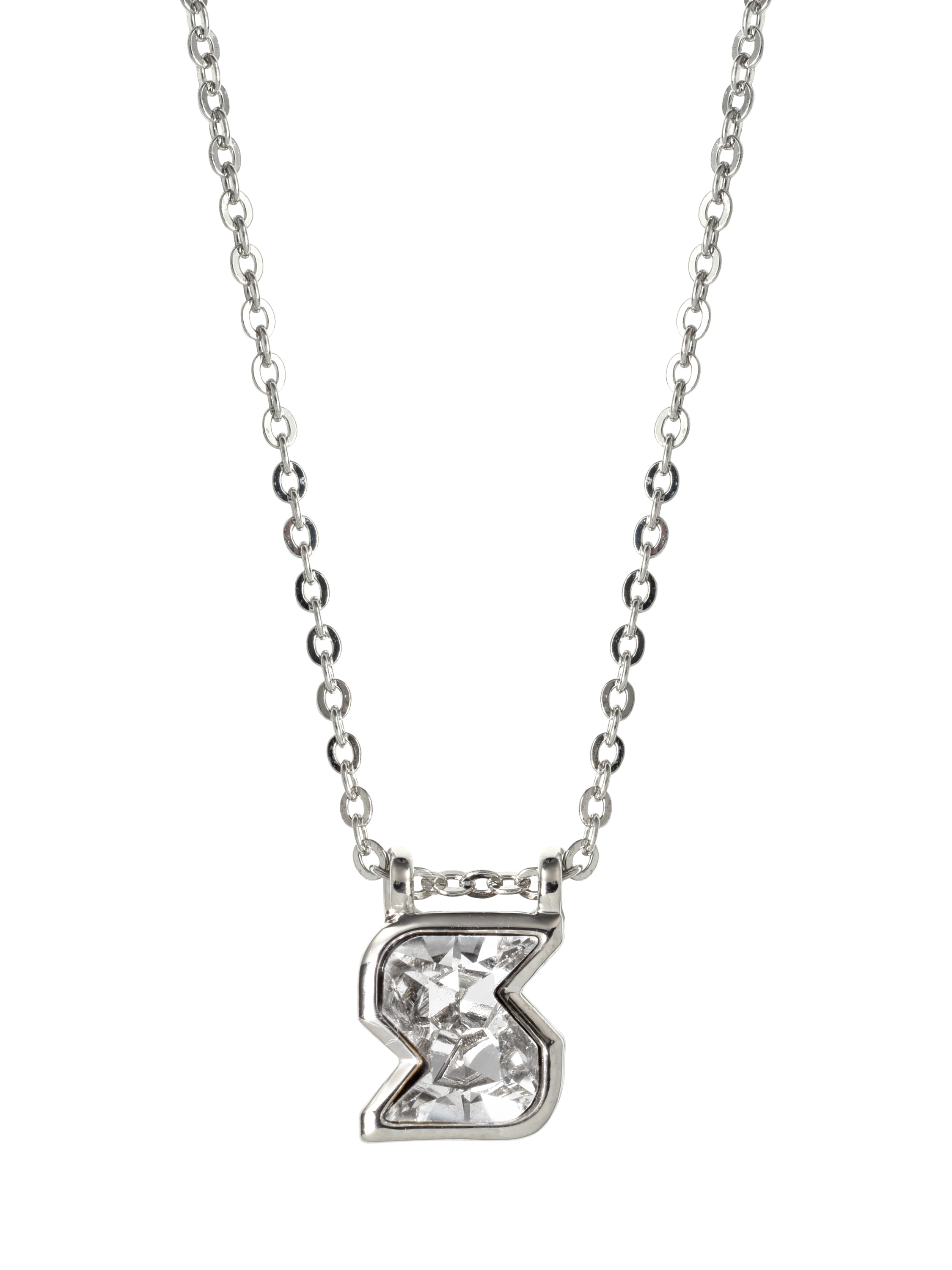 Product image 1 of 2, which shows Eclectica Pre-Loved Refound Swarovski Crystal Initial Pendant Necklace, Dated Circa 1980s, Silver/S