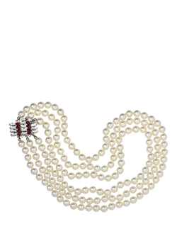 Eclectica Pre-Loved Refound 3 Row Faux Pearl Crystal Collar Necklace, Silver, Silver
