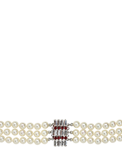 Eclectica Pre-Loved Refound 3 Row Faux Pearl Crystal Collar Necklace, Silver - view 2, Silver