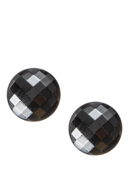 Eclectica Pre-Loved Refound Glass Clip-On Button Earrings, Dated Circa 1980s, Black