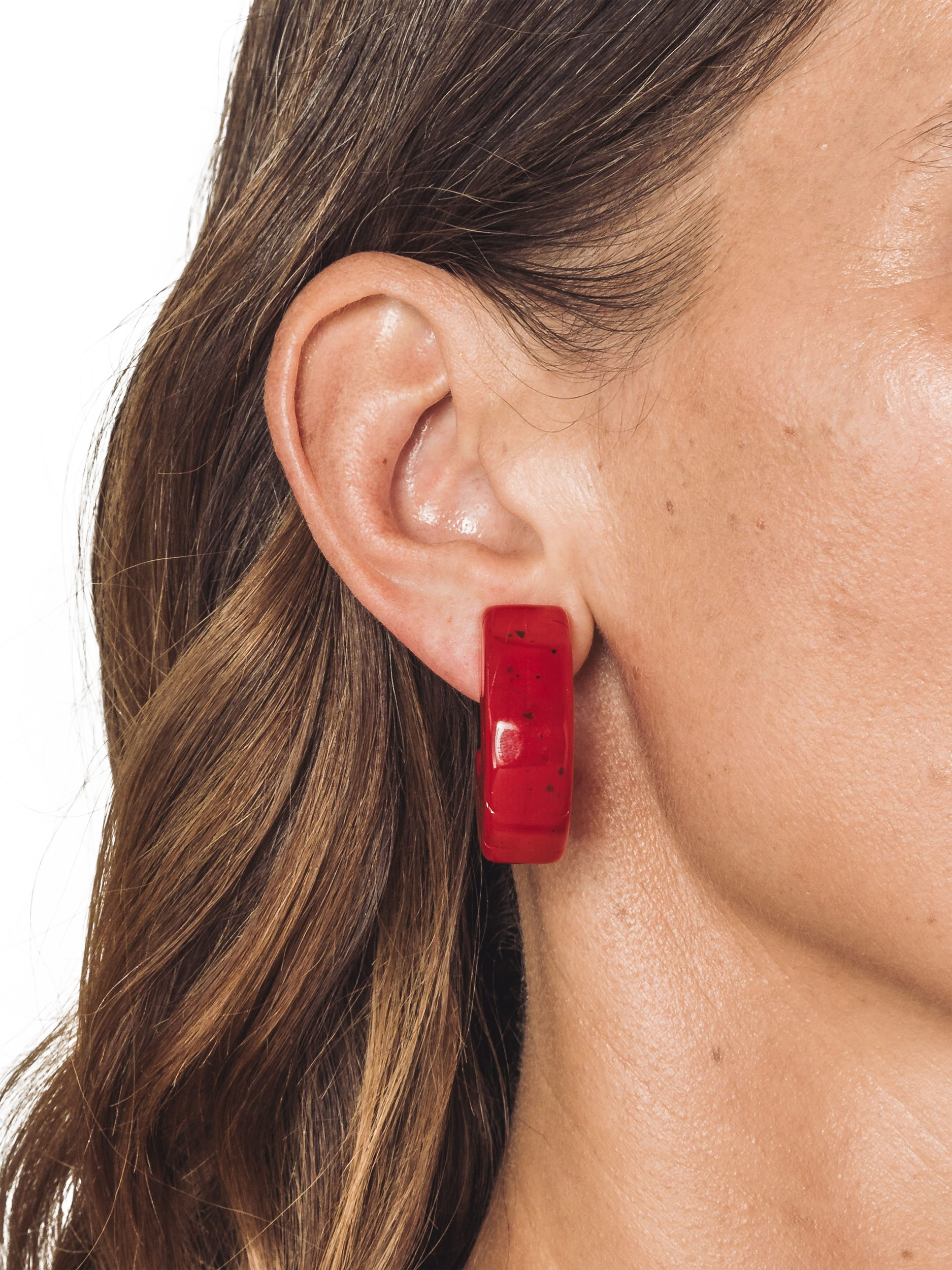 Product image 2 of 3, which shows Eclectica Pre-Loved Refound Resin Half Hoop Clip-On Earrings, Dated Circa 1980s