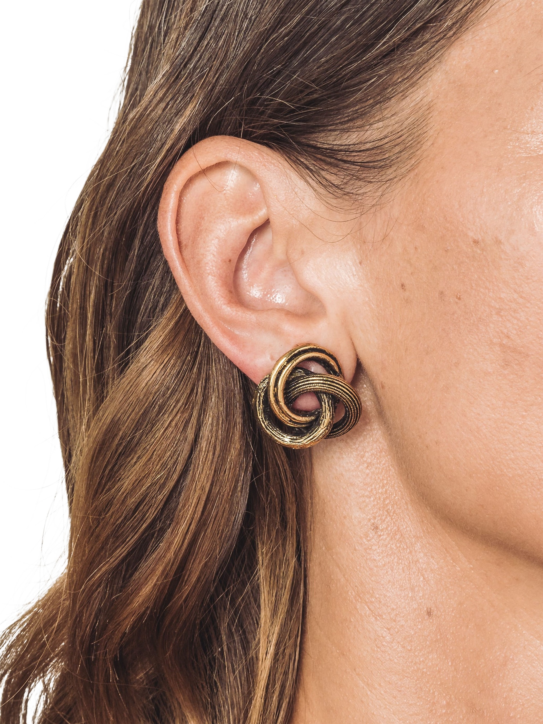 Product image 2 of 3, which shows Eclectica Pre-Loved Refound Vintage Knot Clip On Earrings, Dated Circa 1980s