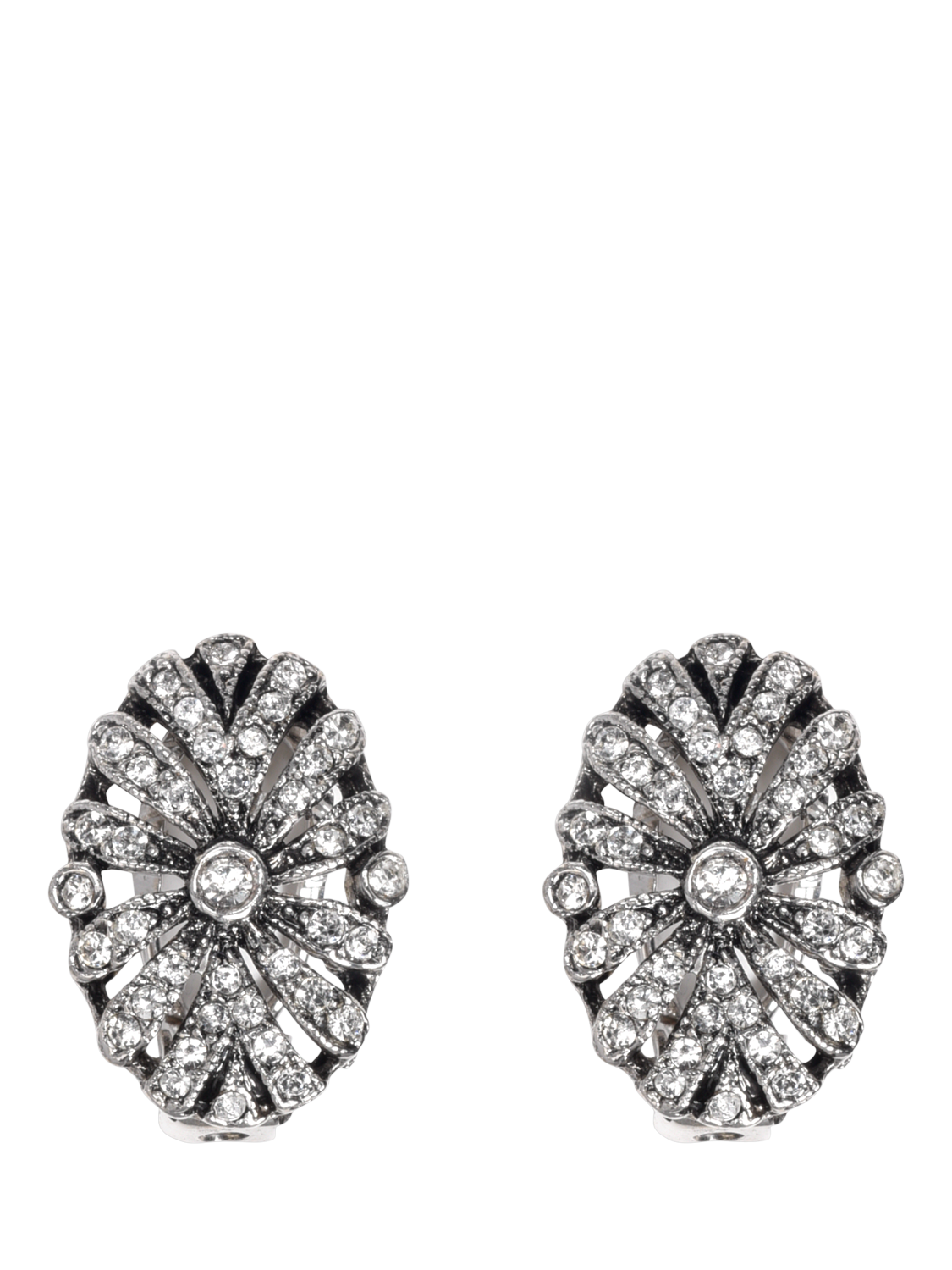 Product image 1 of 3, which shows Eclectica Pre-Loved Art Deco Oval Clip-On Earrings, Silver