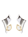 Eclectica Pre-Loved Refound Two-Tone Crystal Clip-On Earrings, Dated Circa 1980s