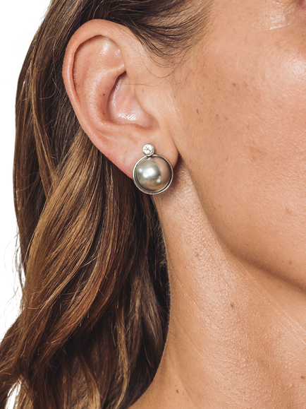 Eclectica Pre-Loved Refound Faux Pearl Clip-On Earrings, Dated Circa 1980s - view 2, Grey