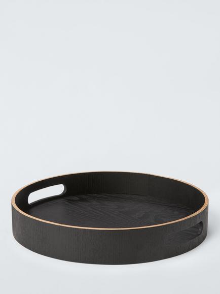 John Lewis Round Tray, 30cm, FSC-Certified (Wenge Wood), Black, Black