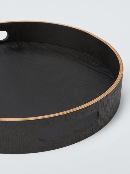 John Lewis Round Tray, 30cm, FSC-Certified (Wenge Wood), Black - view 2, Black