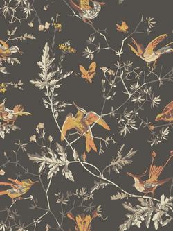 Cole & Son Hummingbirds Wallpaper, Charcoal & Ginger