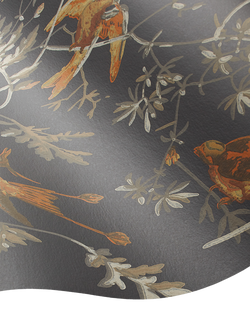 Cole & Son Hummingbirds Wallpaper - view 2, Charcoal & Ginger