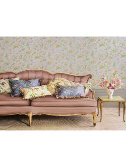 Cole & Son Hummingbirds Wallpaper - view 2, Rose/Olive On Grey 124/1003