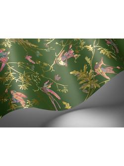 Cole & Son Hummingbirds Wallpaper - view 2, Fuchsia/Racing Green 124/1005
