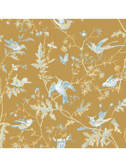Cole & Son Hummingbirds Wallpaper, Ice Blue/Metal/Gold 124/1006