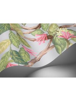 Cole & Son Hummingbirds Flora Wallpaper Panel - view 2, Rose/Olive Grey 124/2010