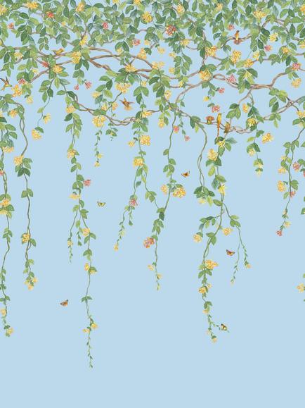 Cole & Son Hummingbirds Flora Wallpaper Panel, Cornflower Blue