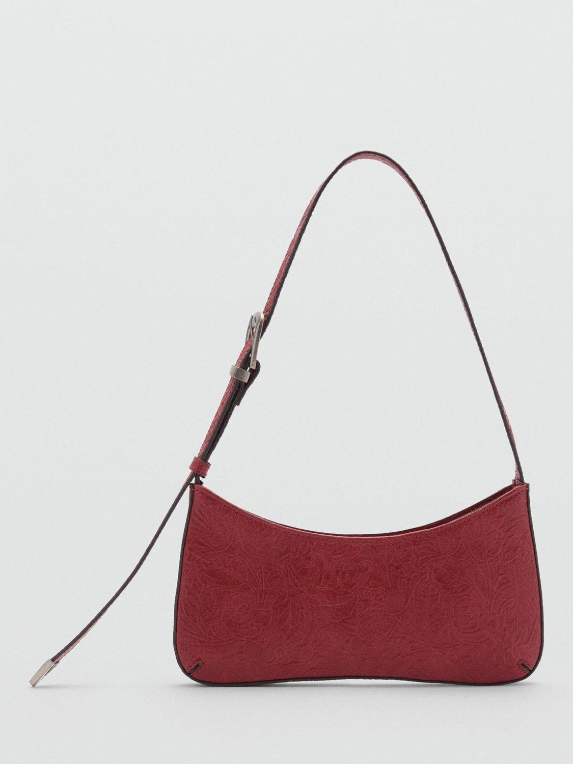 Mango Cowgirl Small Textured Shoulder Bag, Red