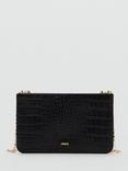 Mango Leonora Large Chain Croc Effect Wallet, Black