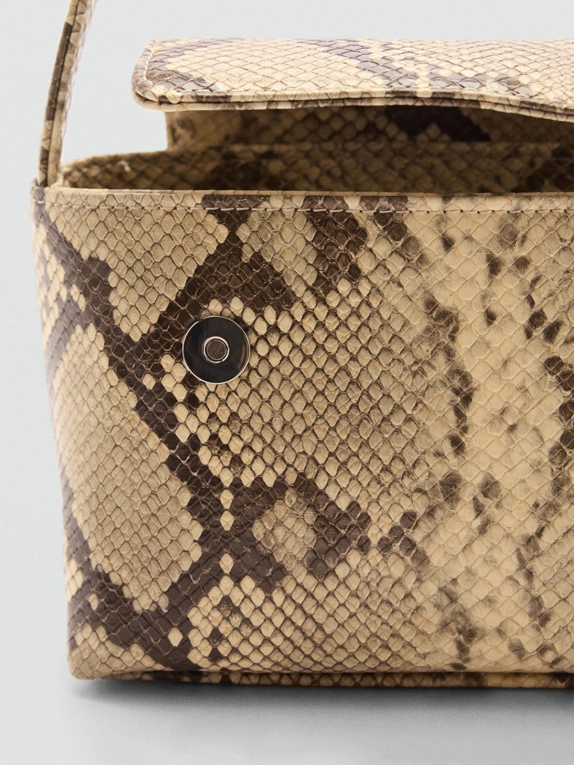 Mango Malvi Snake Effect Mini Flapover Bag Beige Multi