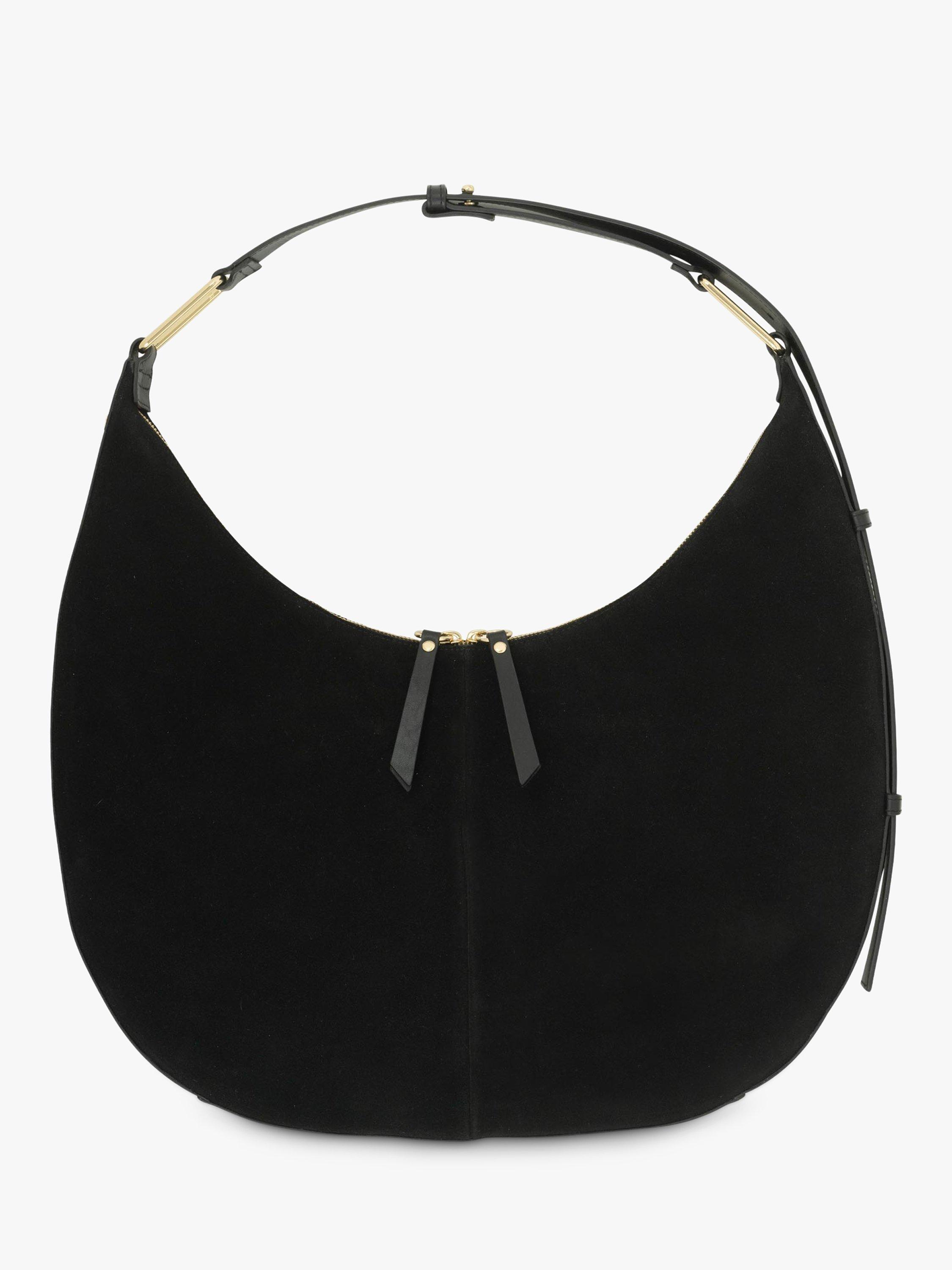 Product image 1 of 3, which shows Apatchy London Nora Suede & Leather Shoulder Bag, Black