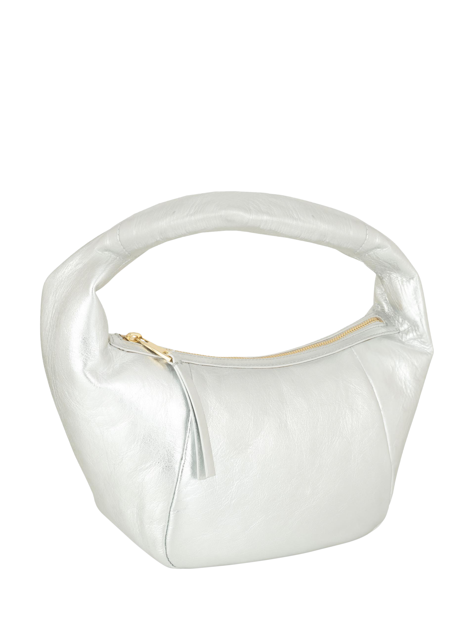Product image 2 of 5, which shows Apatchy London Jasmine Leather Shoulder Bag, Silver
