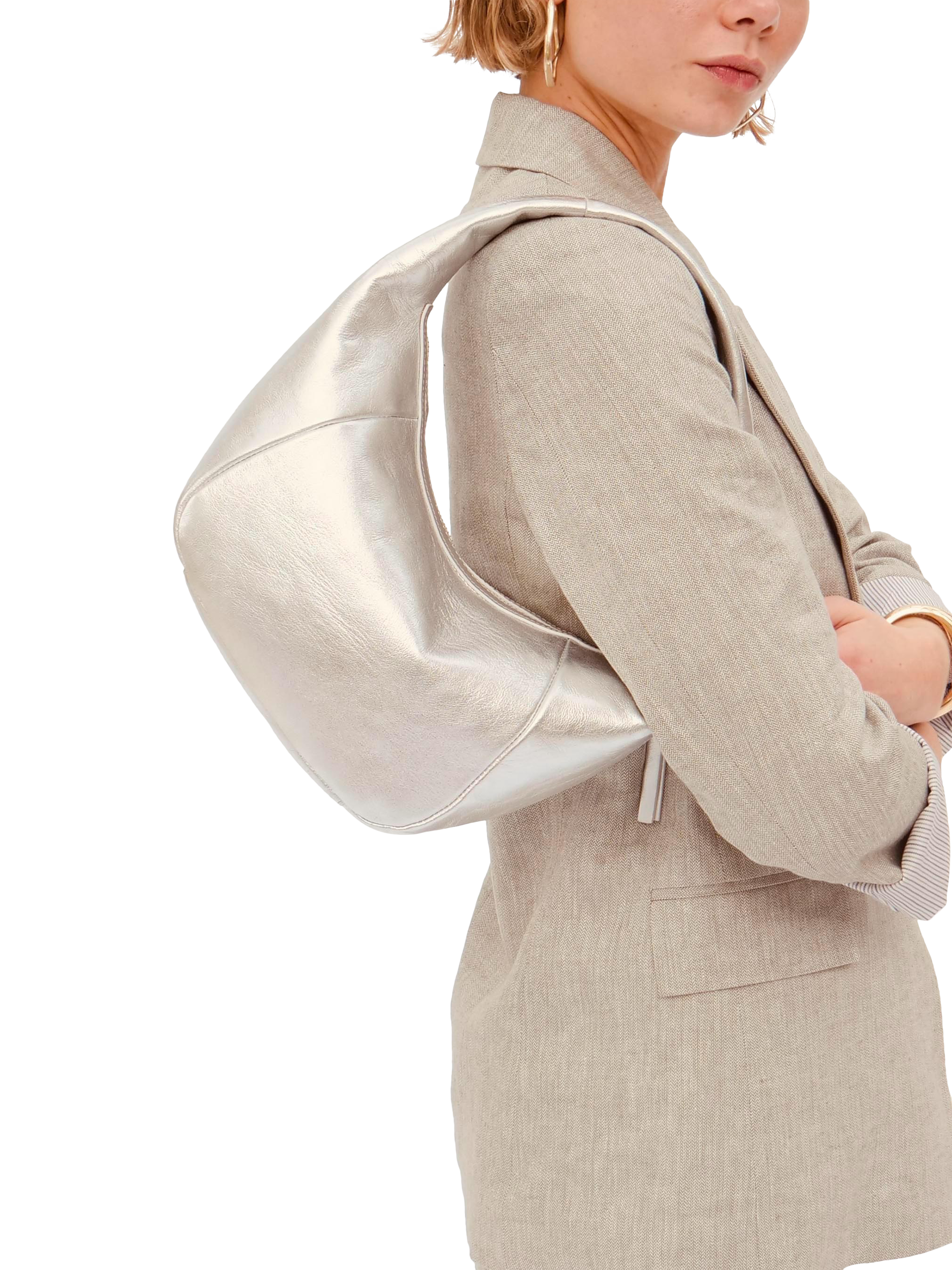 Product image 3 of 5, which shows Apatchy London Jasmine Leather Shoulder Bag, Silver