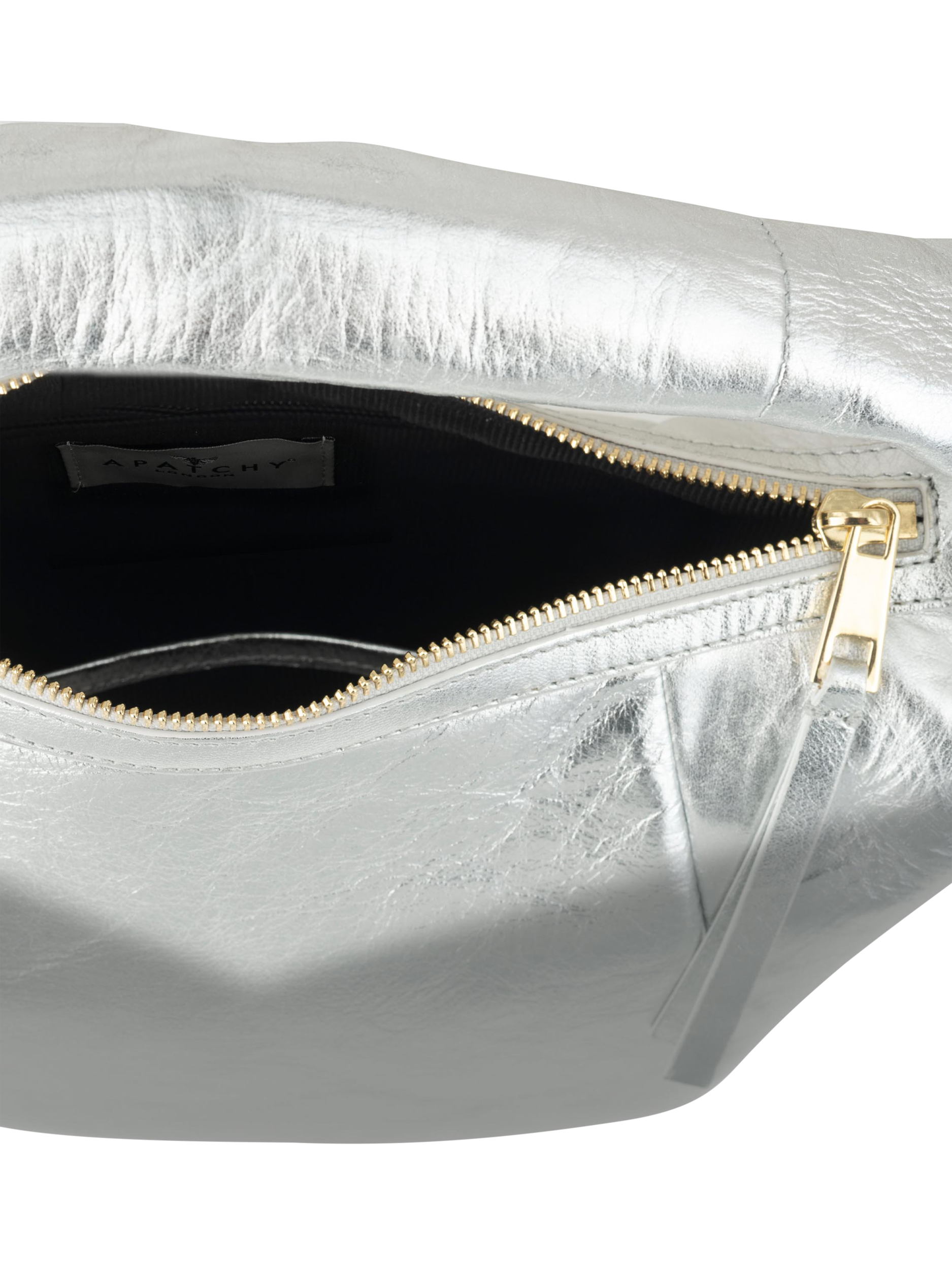 Product image 4 of 5, which shows Apatchy London Jasmine Leather Shoulder Bag, Silver