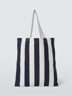 John Lewis Striped Cotton Tote, Navy/White - view 2, 