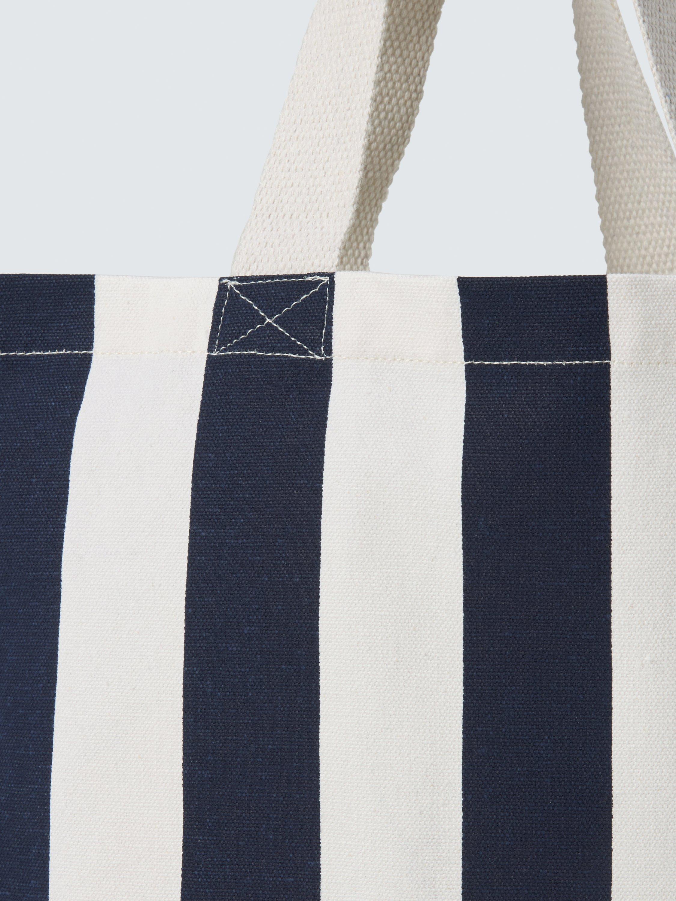 Product image 3 of 3, which shows WhiteNavy Stripe Cotton Tote