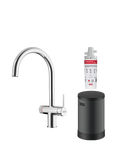 Franke Maris 3-in-1 Mechanical Water Hub Boiling Hot Water Swivel Spout Single Lever Kitchen Tap, Matt Black