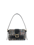 Dune Dara Textured Check Flapover Shoulder Bag, Blue/Multi