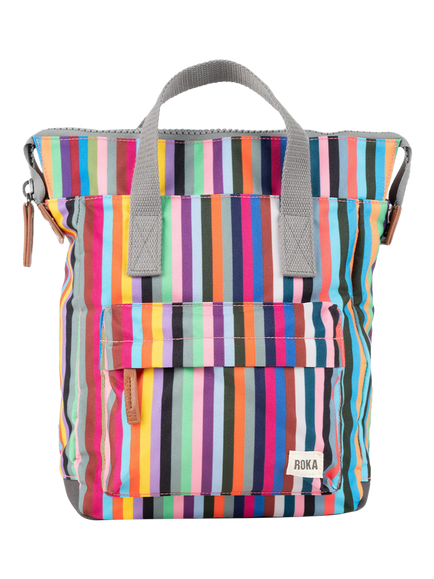 ROKA London Bantry B Recycled Canvas Small Backpack, 7L, Multi Stripe, Multi Stripe