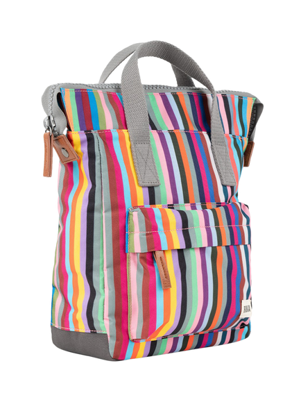 ROKA London Bantry B Recycled Canvas Small Backpack, 7L, Multi Stripe - view 2, Multi Stripe