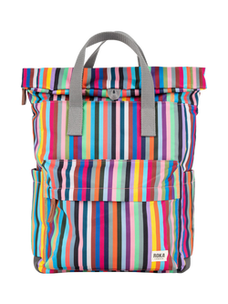 ROKA London Canfield B Recycled Canvas Rolltop Backpack, 15L, Multi Stripe, Multi Stripe