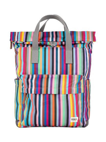 ROKA London Canfield B Recycled Canvas Rolltop Backpack, 15L, Multi Stripe, Multi Stripe
