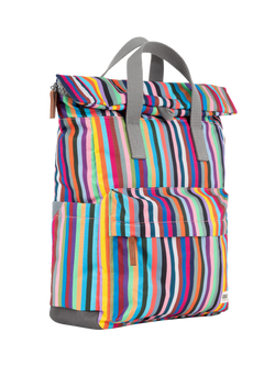 ROKA London Canfield B Recycled Canvas Rolltop Backpack, 15L, Multi Stripe - view 2, Multi Stripe