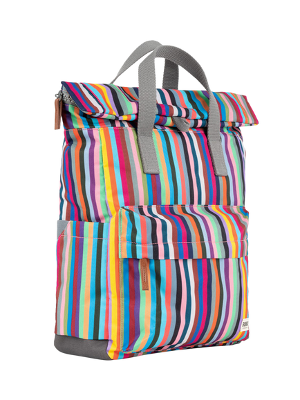 ROKA London Canfield B Recycled Canvas Rolltop Backpack, 15L, Multi Stripe - view 2, Multi Stripe