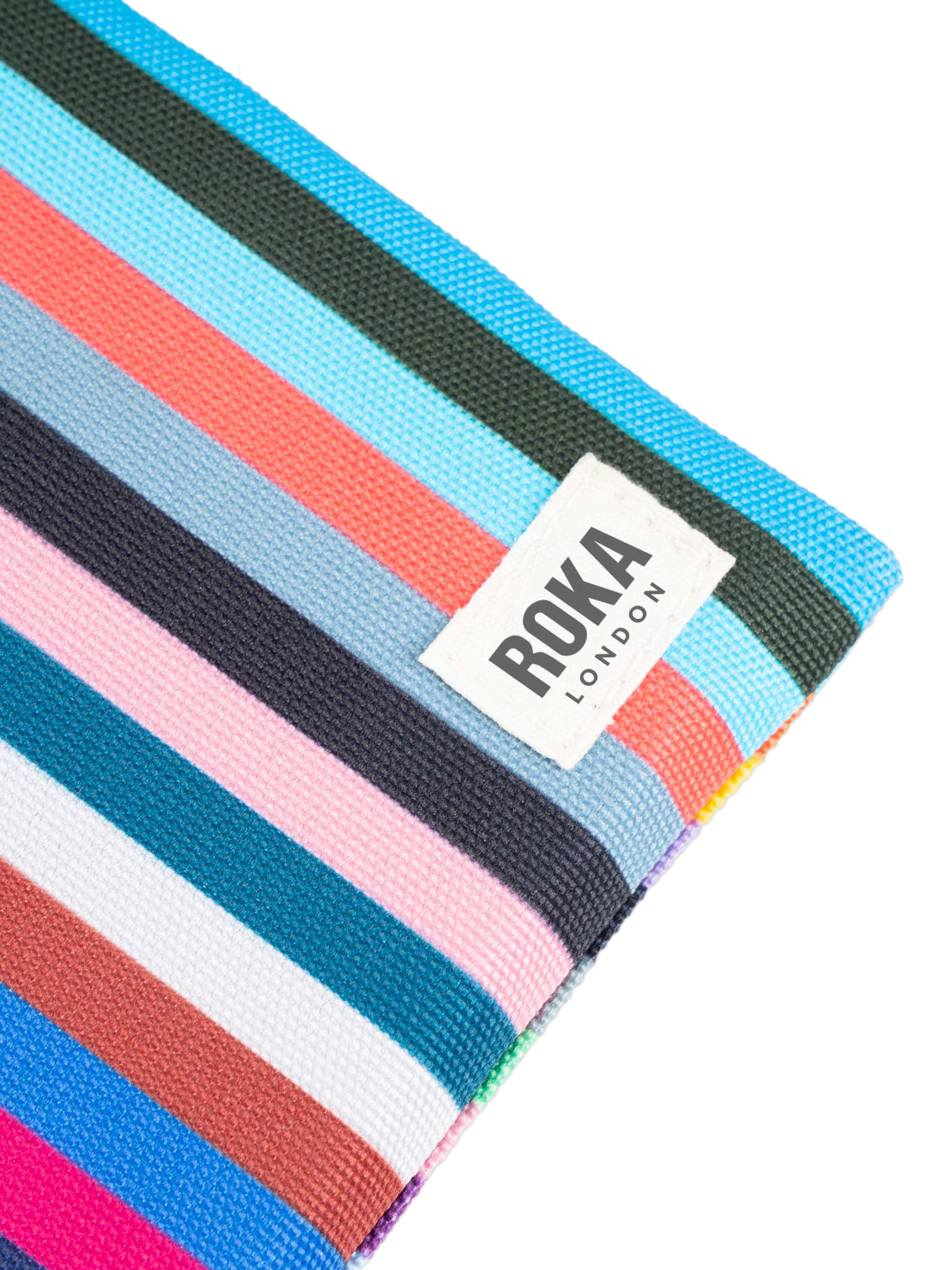 Product image 6 of 6, which shows ROKA London Chelsea Recycled Canvas Crossbody Pocket Bag, Multi Stripe