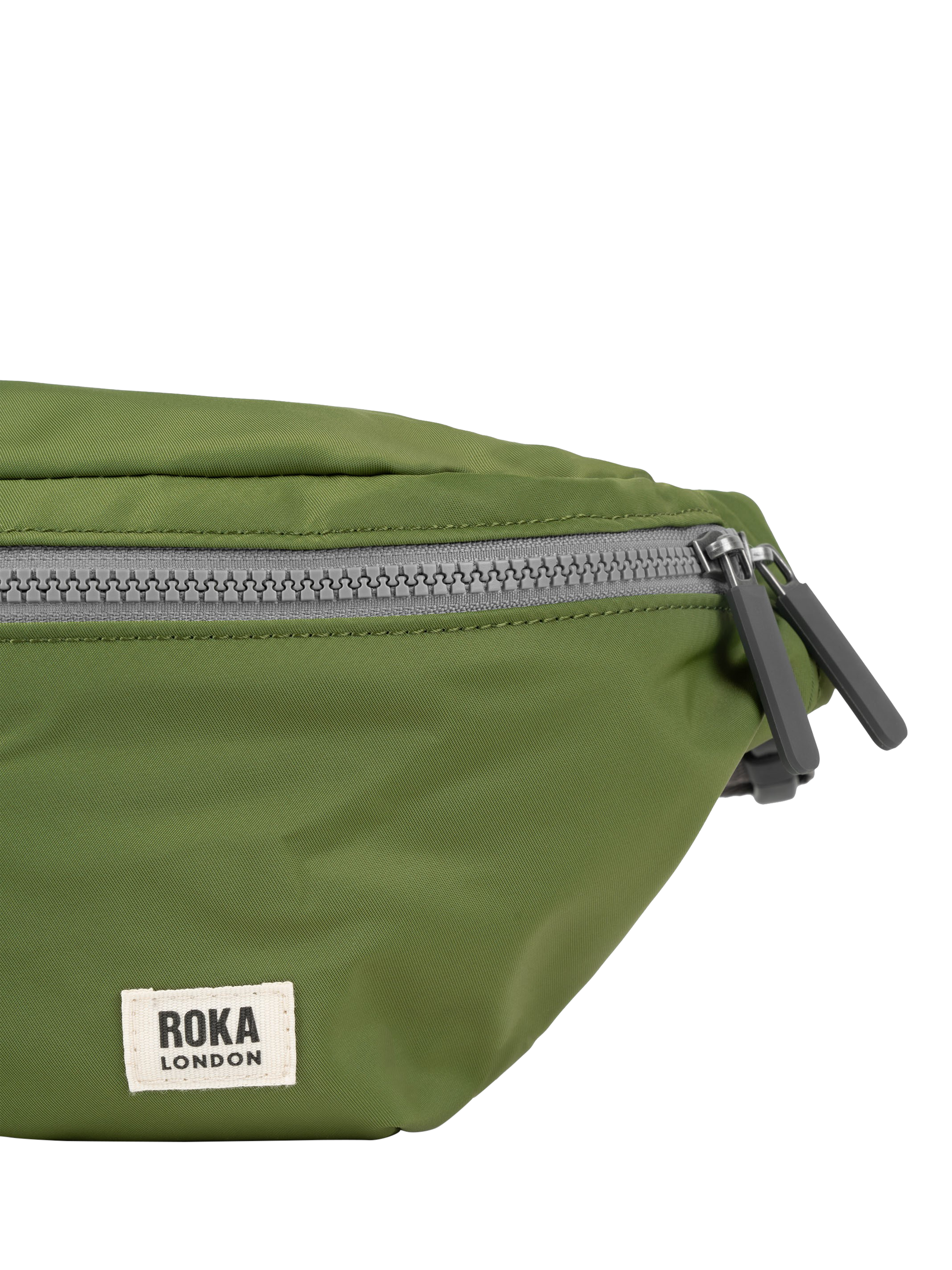 Product image 7 of 7, which shows ROKA London Jubilee Recycled Nylon Hip Bag, 3.2L, Avocado