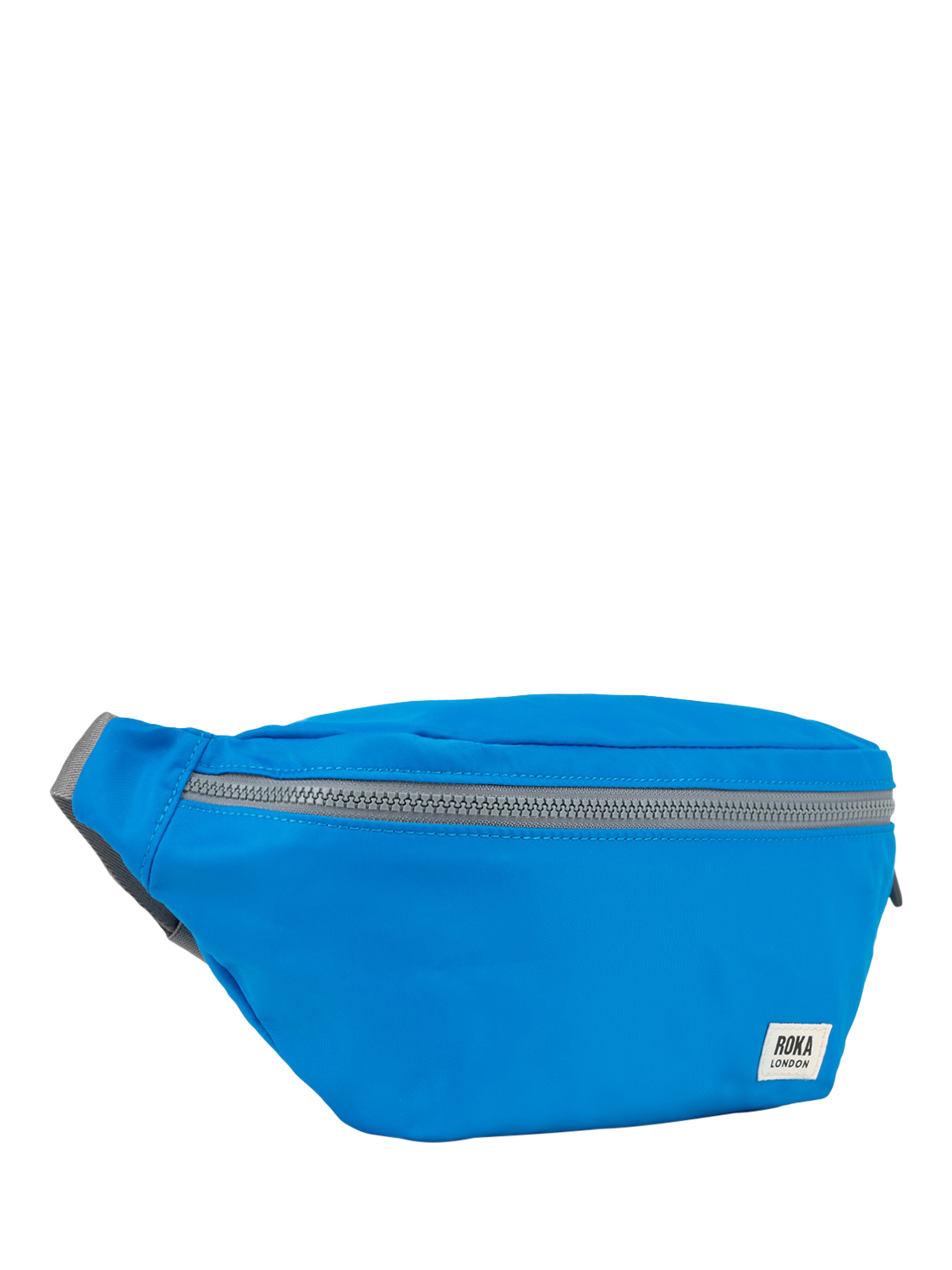 Product image 2 of 7, which shows ROKA London Jubilee Recycled Nylon Hip Bag, 3.2L, Neon Blue
