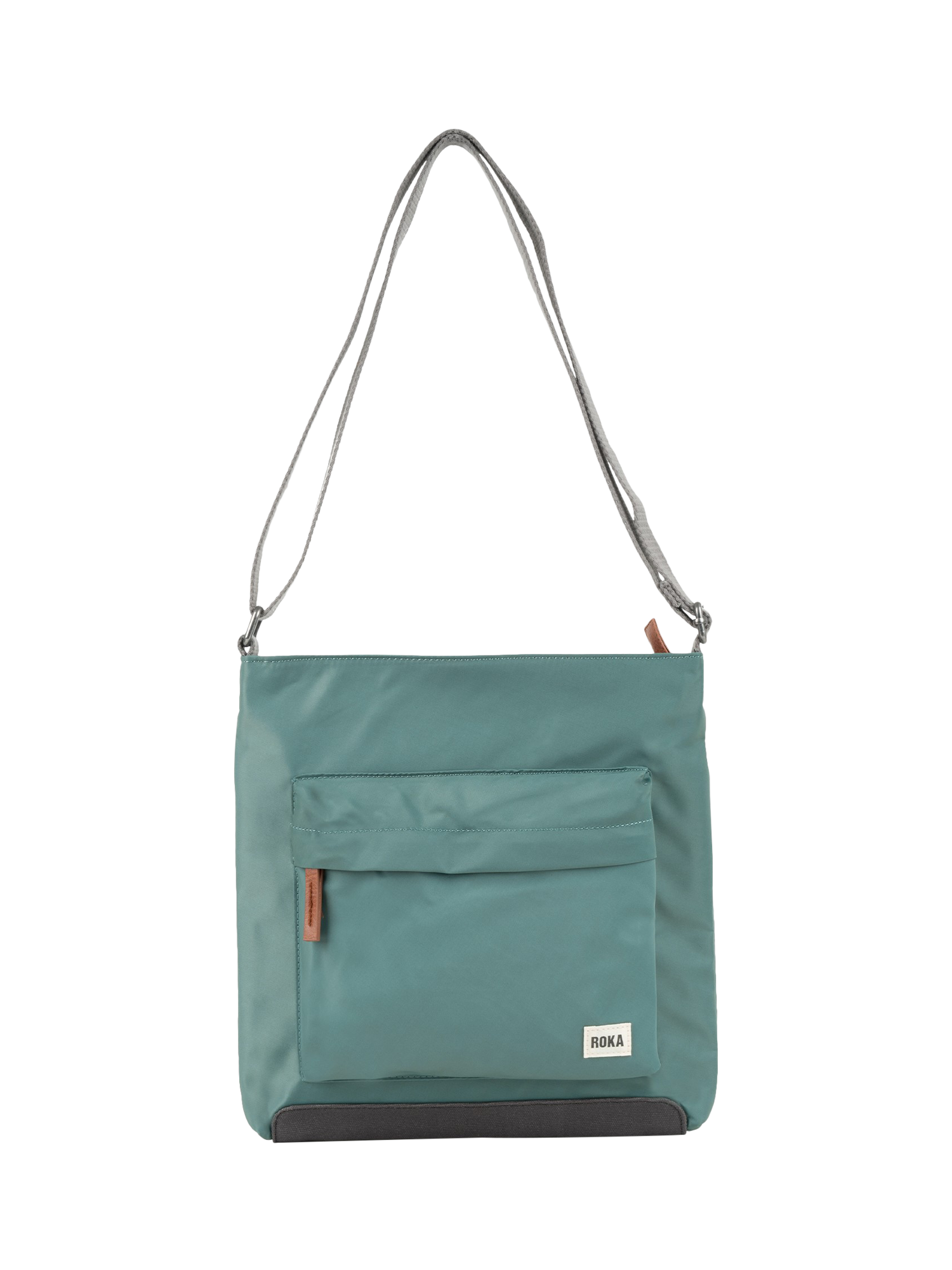 Product image 1 of 6, which shows ROKA London Kennington Recycled Nylon Crossbody Bag, Sage