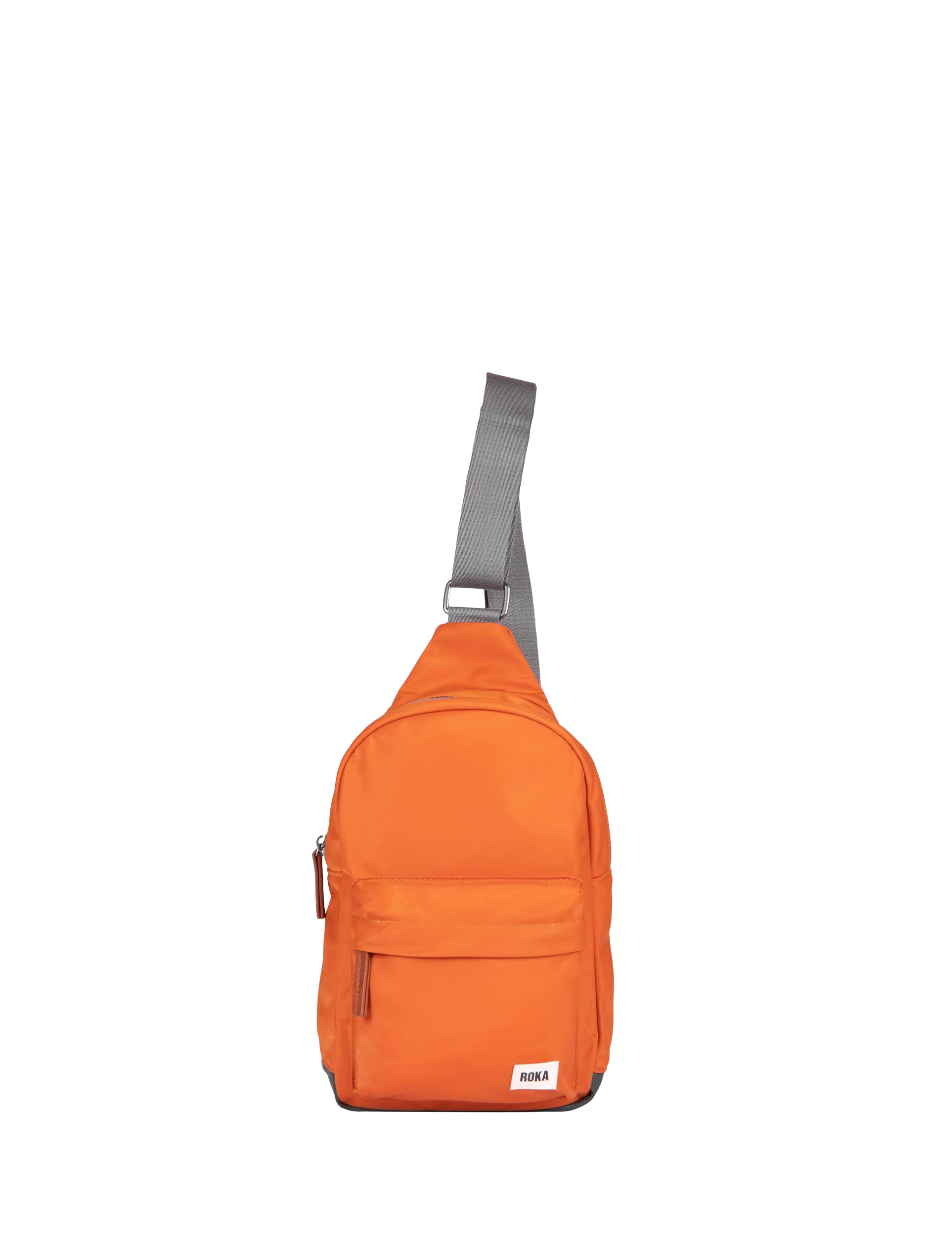 Product image 1 of 7, which shows ROKA London Willesden Recycled Nylon Sling Crossbody Bag, 4.5L, Burnt Orange