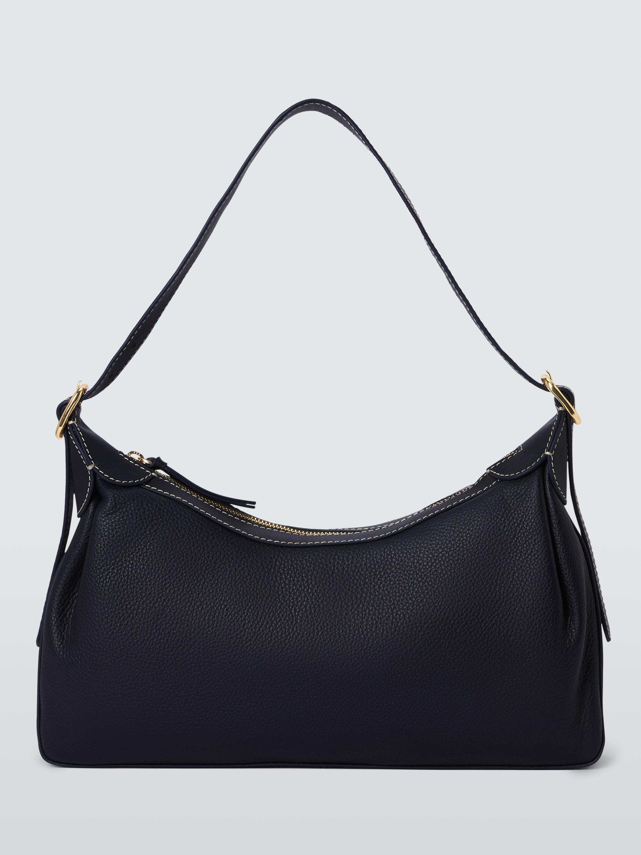 Product image 1 of 6, which shows John Lewis Relax Scoop Leather Hobo Bag, Navy