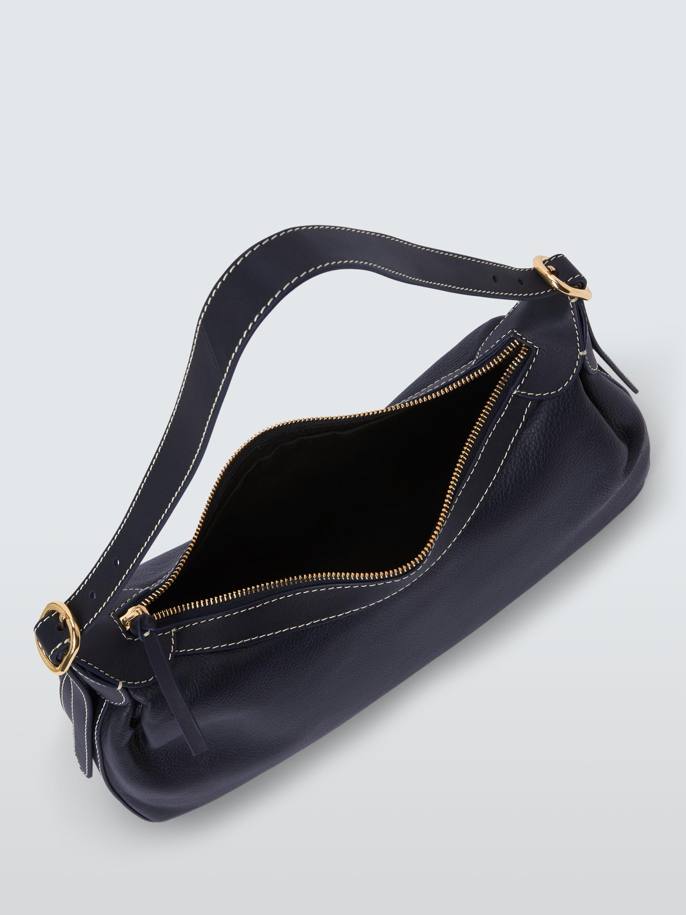 Product image 4 of 6, which shows John Lewis Relax Scoop Leather Hobo Bag, Navy