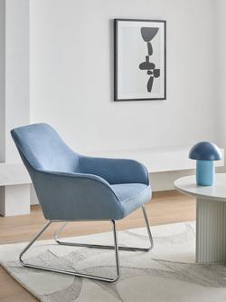 John Lewis ANYDAY Form Accent Chair, Silver Leg, Blue Cord - view 2, Blue Cord