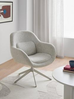 John Lewis ANYDAY Lynn Swivel Chair, Natural Fleck Weave - view 2, Natural Fleck Weave