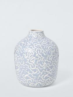 John Lewis Archive Heart Stoneware Vase, Blue, Blue