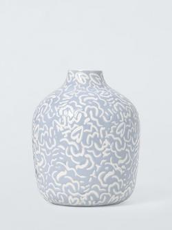 John Lewis Archive Heart Stoneware Vase, Blue - view 2, Blue