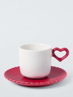 John Lewis Archive Heart Espresso Cup, 100ml, Red, Red