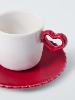 John Lewis Archive Heart Espresso Cup, 100ml, Red - view 2, Red