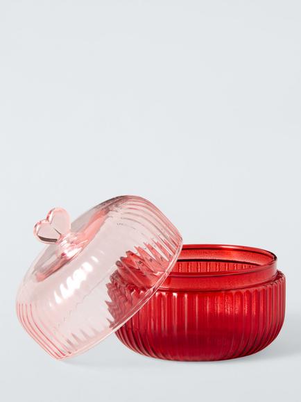 John Lewis Archive Glass Jewellery Dish, Red - view 2, Red